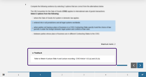 Students can access their feedback alongside each question when they view their submission